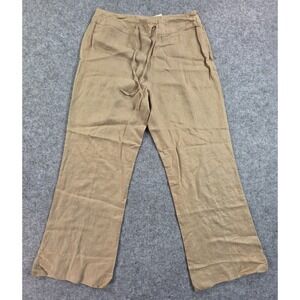 Kenar Tan Linen Wide Leg Pants Women's Sz 10 New Vintage